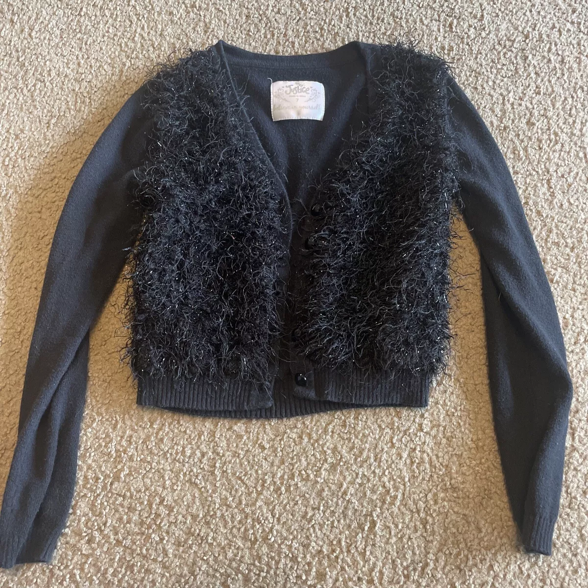 Fuzzy black shop cardigan