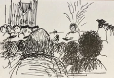 MCM Group of Figures Miniature Drawing