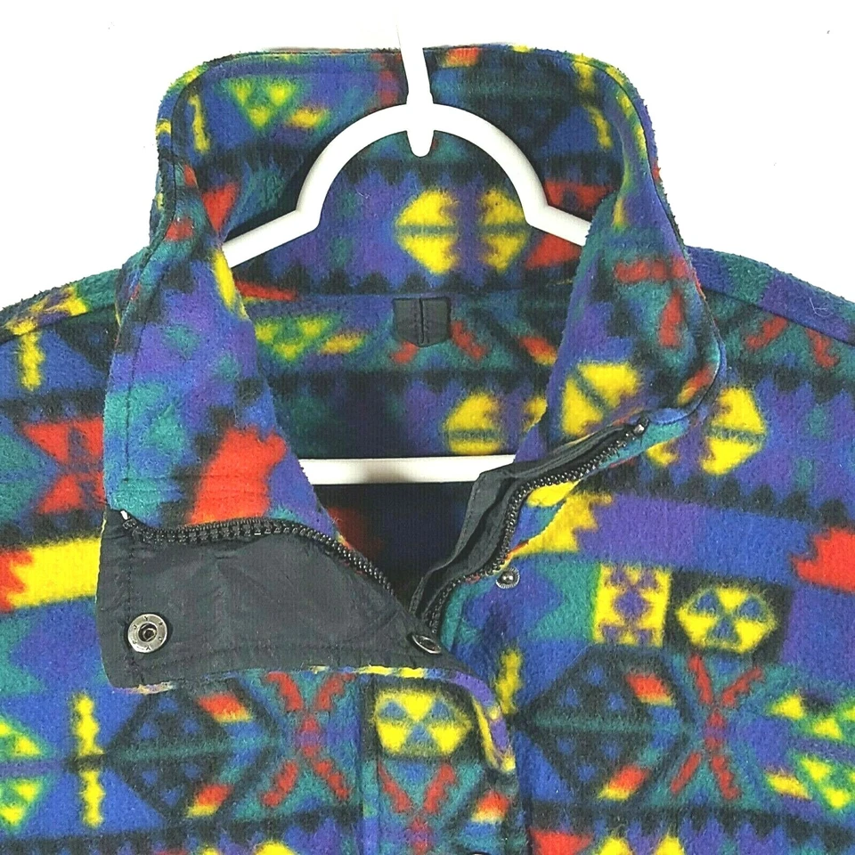 Suéter Chaqueta Pullover Vintage Edelweiss Para Mujer Azteca Cremallera Botón Polar Foto 2 de 4