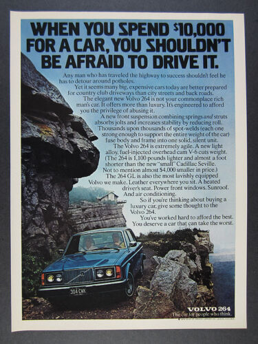 1976 Volvo 264 GL blue sedan car photo vintage print Ad - Picture 1 of 1