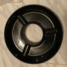 Velata Noir Party Bowl 3 Compartments Serving Chips Dip Veggie Tray NEW (BLACK)