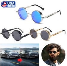 Gothic Round Polarized Retro Sunglasses Men Women Vintage Steampunk Glasses USA