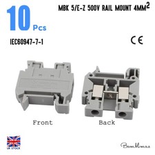 10 pcs SEAJEE MBK 5/E-Z 500V 4mm² Mini Terminal Blocks Rail Mount DIN Miniature