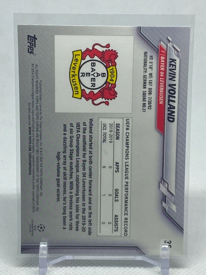 2019-20 Topps Chrome UEFA Kevin Volland Sapphire Edition #35 - Image 2 of 2
