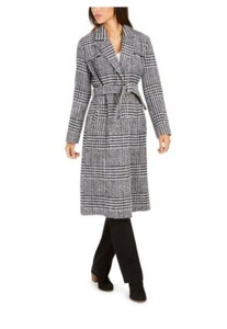 plaid belted coat