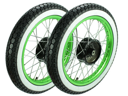 Roues pneus à paroi blanche IRC pour Simson S51 S50 S53 Star Sperber Schwalbe jante verte - Photo 1/1
