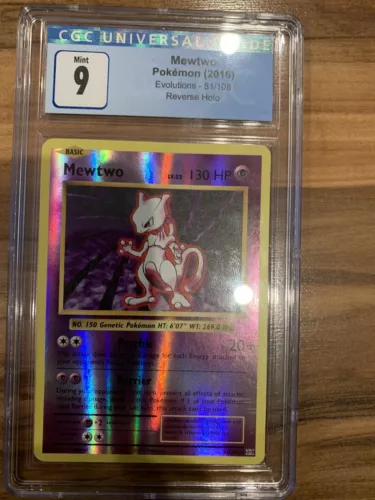 Pokemon XY Evolutions Mewtwo 51/108 Rare Reverse Holo CGC 9 Mint