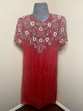 Red beaded and sequins dress