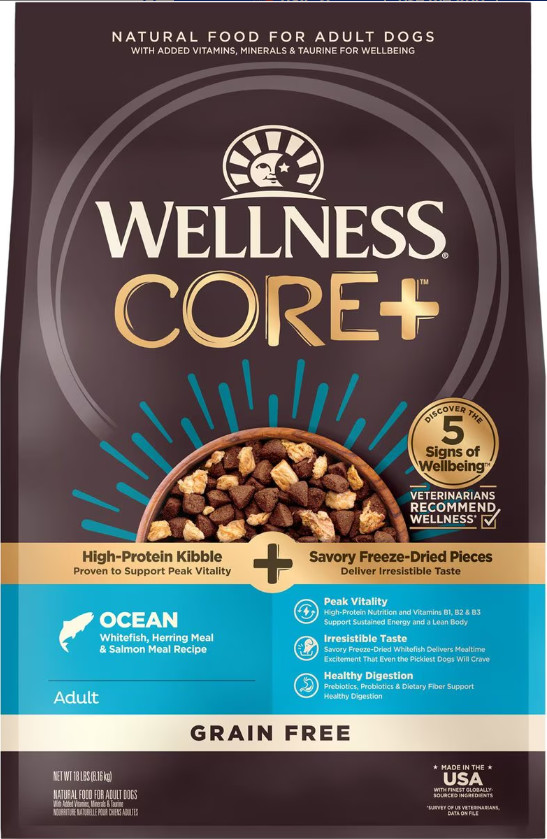 Wellness CORE RawRev Grain-Free Ocean Whitefish,Herring & Salmon Dry Dog Food,18