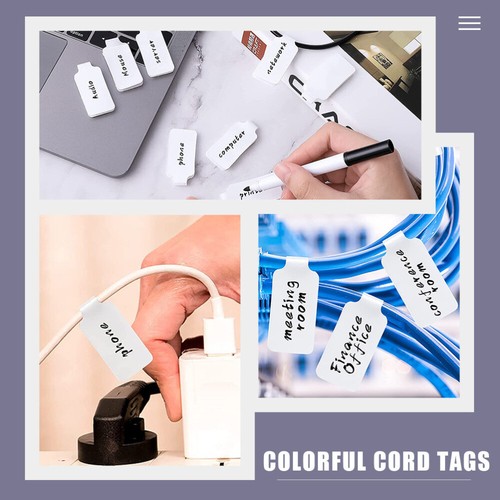100 Pcs Cable Tag Set Office Label Tags for Wires Self-adhesive Organizer - Afbeelding 4 van 12