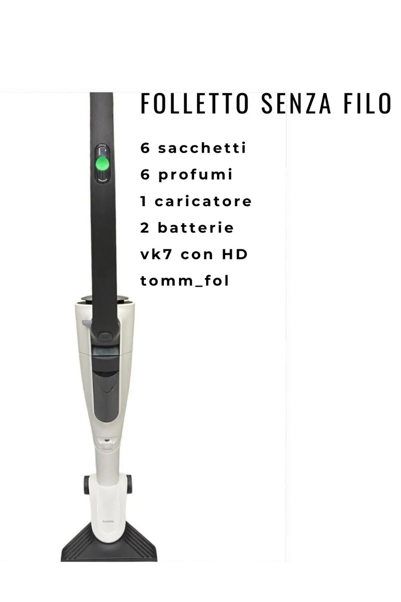 Vorwerk Folletto VK7S &ndash; Aspirapolvere Senza Fili A Batteria Con Spazzola HD &ndash; Completo