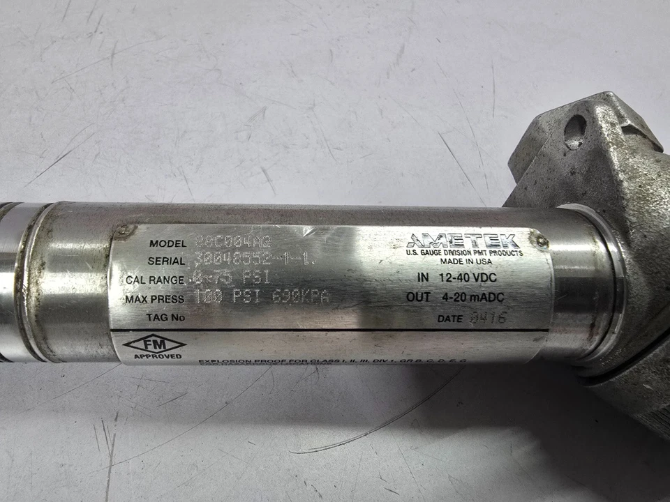 AMETEK 88C004A2 Pressione Trasmettitore Cal Gamma 0-75 Psi Massimo 100PSI 690 - Image 2 of 4