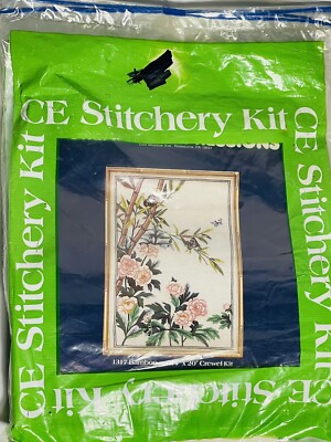 Bamboo and Butterflies Vintage Crewel Kit Creative Expressions Sealed Kit