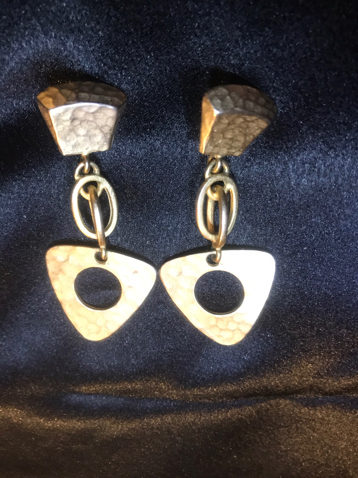 Hammered Handcrafted Dangle Geometric Design Earr… - image 3