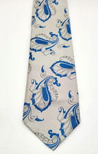 Vintage 100 Polyester From Imported Fabrics Men's Neck Tie Blue Gray Silver