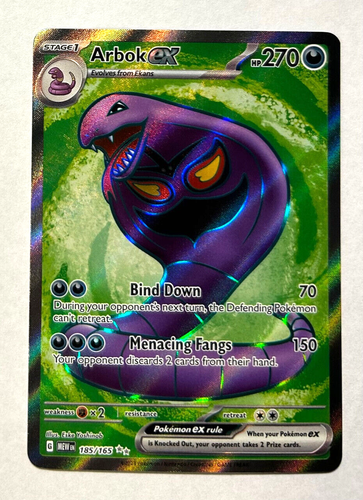 Arbok Ex Holo Full Art Ultra Rare 185/165 Pokémon Scarlet - Foto 3