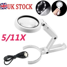 Foldable Magnifying Glass with Light 8 Led Lamp 5X 11X Magnifier Stand Table