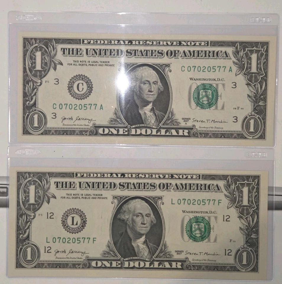 Same Matching Serial Number $1 Bill. Duplicate Serial Number. Unique Dollar. - Image 4 of 4