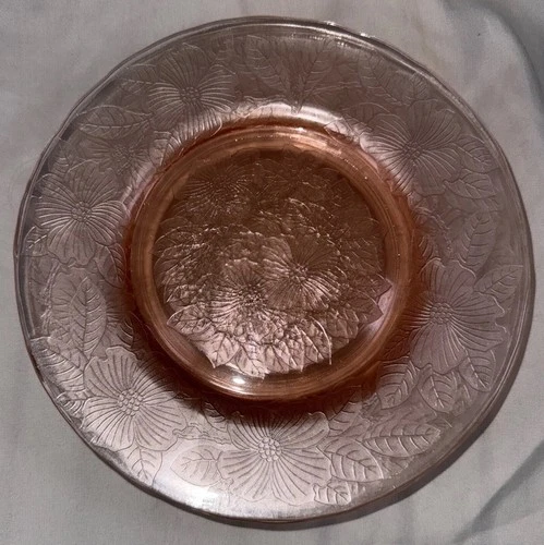 Lot 5 MacBeth Evans Pink 4 8” Plates Dogwood Depression Glass Floral