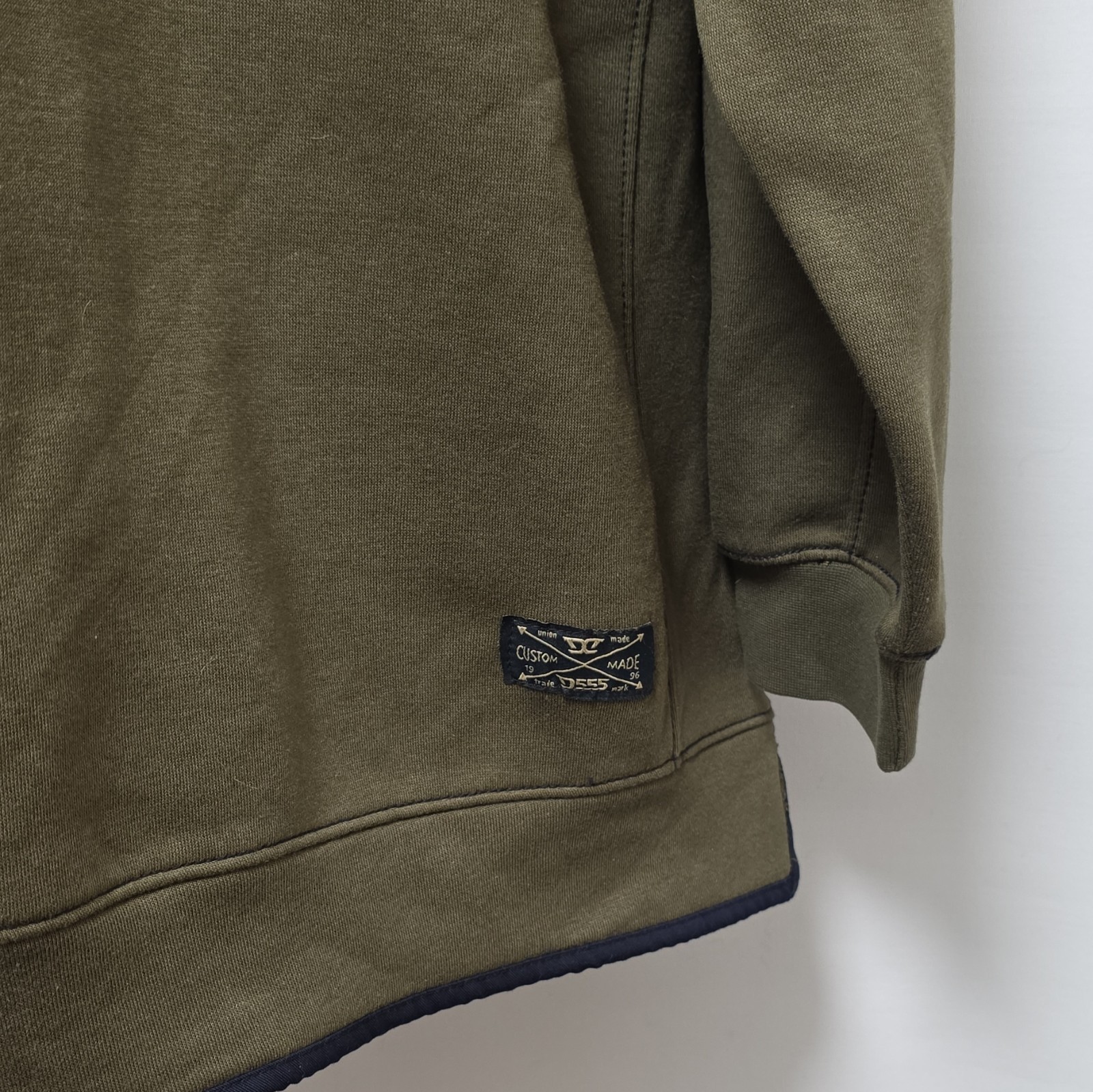D555 Khaki Green 1/4 Zip Cotton Sweatshirt Men’s 4XL Big Tall BNWT image 4