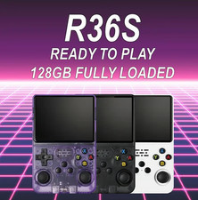 R36S 128gb Handheld Game Console   Black, Purple   Retro Emulator w/ 25k Games