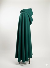 Medieval Hooded Cloak Cape Soft Wool Feel LARP Wizard Costume Custom Size 40-55"