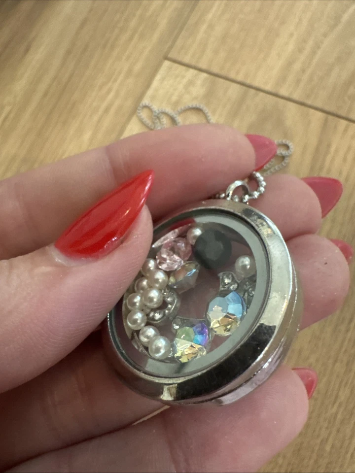 Origami Búho Baratija Medallón Colgante Collar Y Dijes "Mamá" Perla Rosa Foto 4 de 4