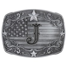 Western Belt Buckle for Men , Initial Letter J Silver Cowboy Belt Buckles for...