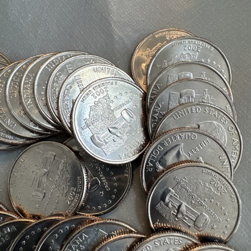 Indiana Coin Indiana 2002 P State Quarter uncirculated Roll 40 coins in Plastic Tube ...