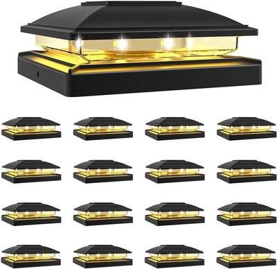 Solar Post Cap Light Outdoor Waterproof 16pack,Solar Fence - Post Lights for 4x4