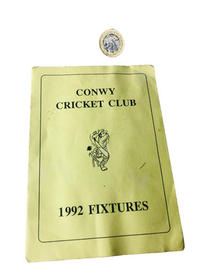 Cricket Handbuch Fixture Card Conwy 1992 Vintage RA