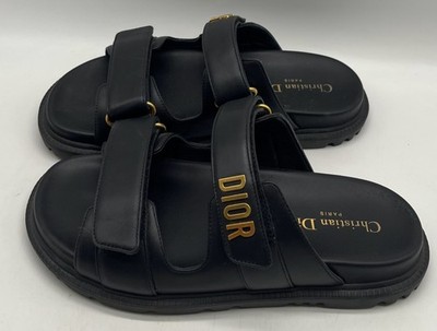 Christian Dior Dioract Slide Black Leather Sandal sz 38.5 PRISTINE