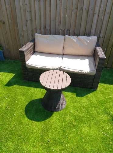 Ratan Two Seater Garden Sofa And Matching Small Table
