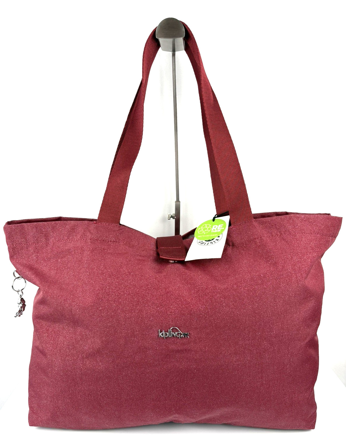 Borsa a tracolla/shopper Kipling 'Benita' XL - Mirtillo rosso glitter - nuova con etichette