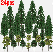 24pcs Plastic Miniature Trees Model Train Railroad Wargame Landscape DIY Decor