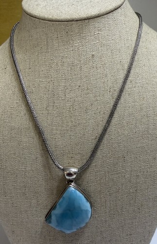 Marahlago Larimar Sterling 925 Larimar Pendant Necklace 33Grams