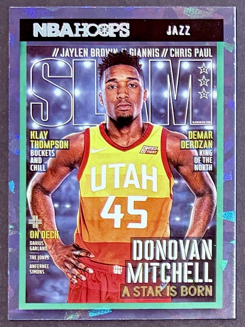 2021-22 Panini NBA Hoops Donovan Mitchell SLAM GREEN CRACKED ICE SSP #215 🔥