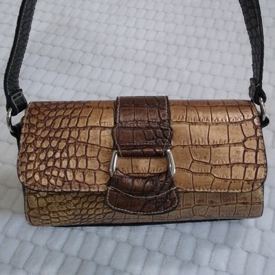 Faux Alligator Purse Copper Bronze Handbag Vintage Purse Amanda Smith NWOT