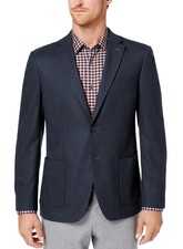Michael Kors Mens Modern Fit Melange Flannel Sport Coat 46 Regular Navy/Charcoal