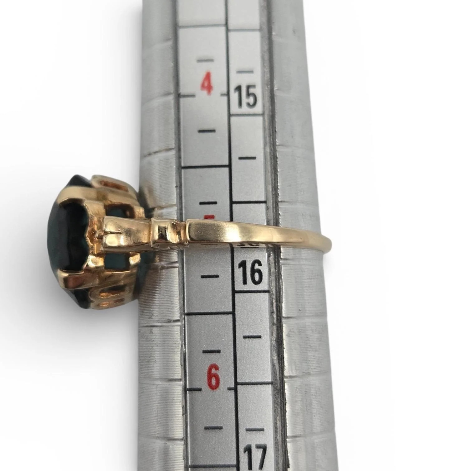 Solid 10K Yellow Gold Ring with Large Round-Cut T… - image 8