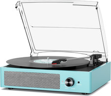 Vinyl Record Player Turntable with Built-In Bluetooth Receiver and 2 Speakers