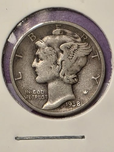 1938-P  Mercury 90% SILVER Dime  Very Fine + Grade     VERY NICE SILVER COIN