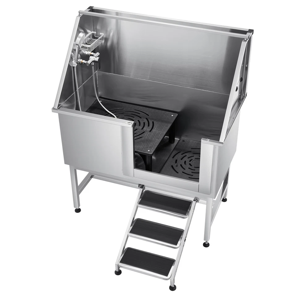 Baignoire Chien Animaux Compagnie Acier Inox 127 Cm Filtre Escalier Droit - Photo 4/4