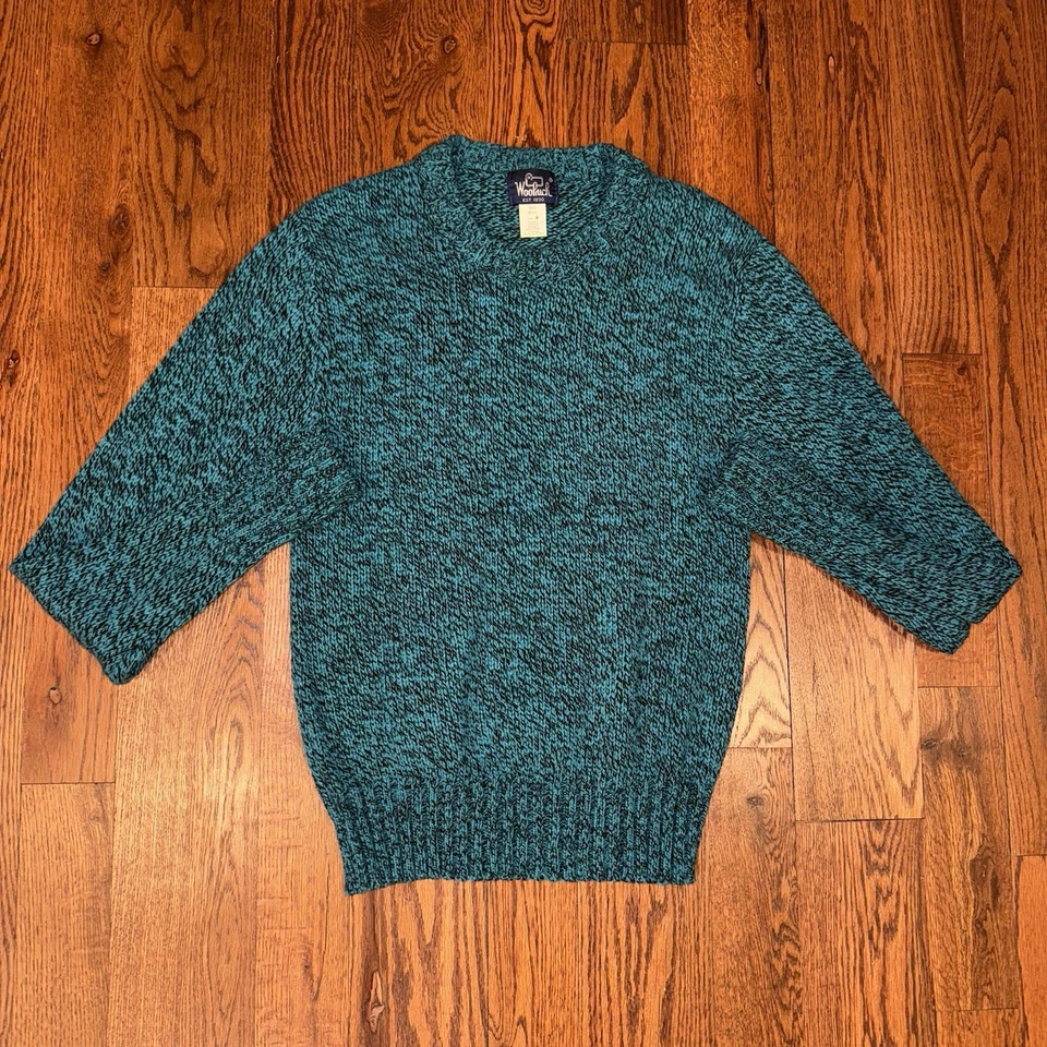 Vintage Woolrich Chunky Knit Sweater Men’s Medium Green Black Heather 90s Y2K - Image 2 of 4