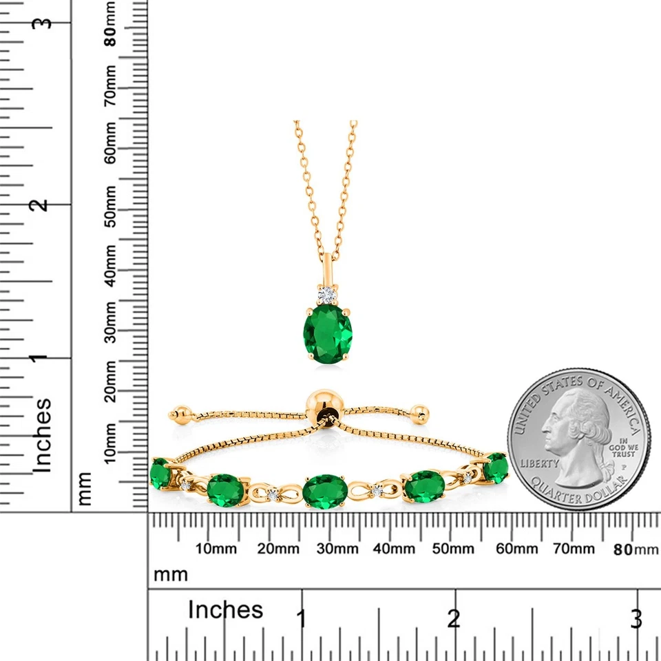 4.53 Ct Nano Emerald 18K Yellow Gold Plated Silver Lab Grown Diamond Pendant - Image 2 of 3