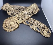Gold Tone Wire Woven Belt Hand Made In Greece 2.75  Wide Adjusts Up To 36  Length