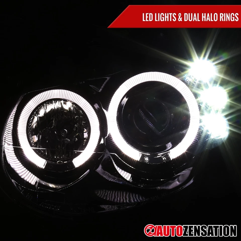 Fit 2003-2005 Dodge Neon Black Smoke LED Halo Projector Headlights Headlamps — 第 4/4 张图片
