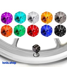 4x Ventilkappen Würfel Aluminium Auto Motorrad Fahrrad Chopper Quad Reifenventil