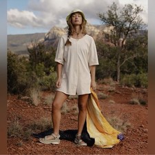 NWT FP Movement Free People Hot Shot Tee Romper Ivory Bleached Clay Sz XS