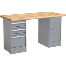 60"W x 30"D Workbench 1-3/4" Safety Edge Maple Top 3 Drawer/Cabinet